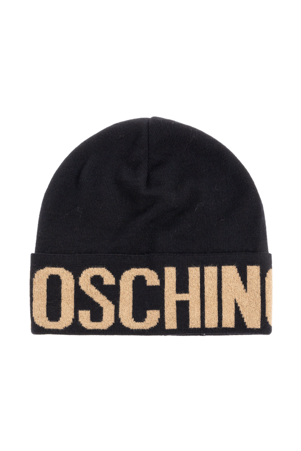 Moschino Mütze mit Logo und Lurexgarn