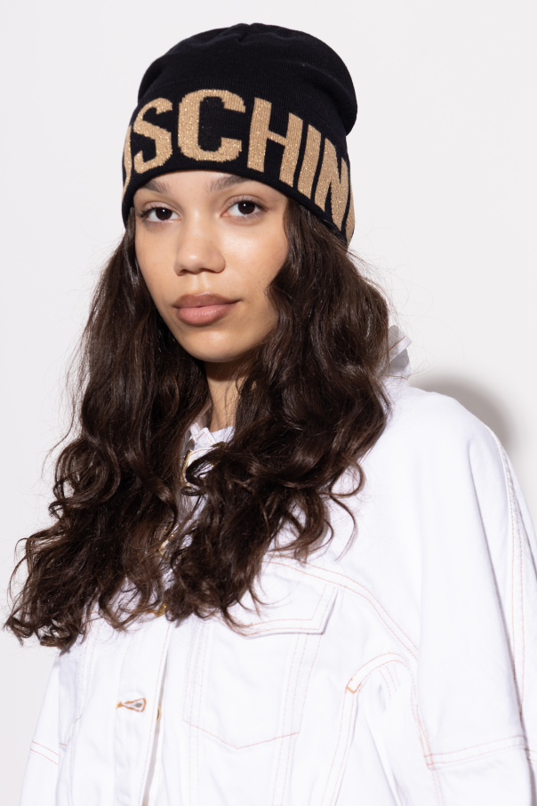 Moschino Mütze mit Logo und Lurexgarn