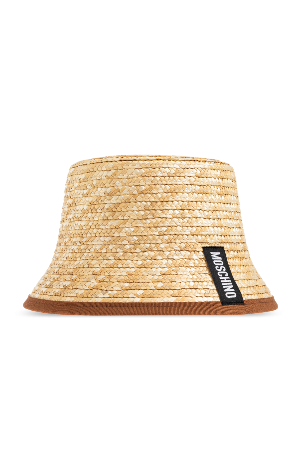 Straw hat with logo patch od Moschino
