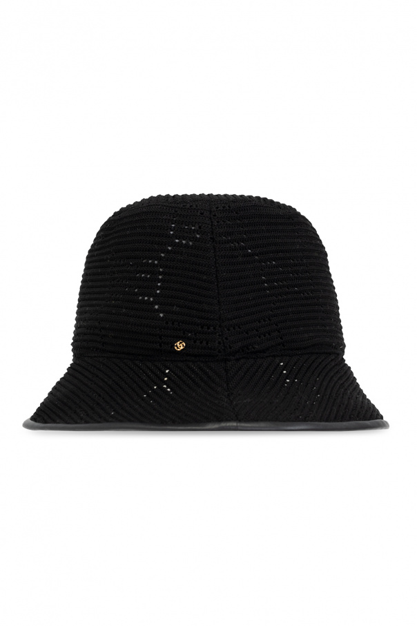 Gucci Piercing embellished boater straw Sox hat