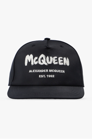 Alexander McQueen black sweatshirt in cotton with hood and skull embroidered logo