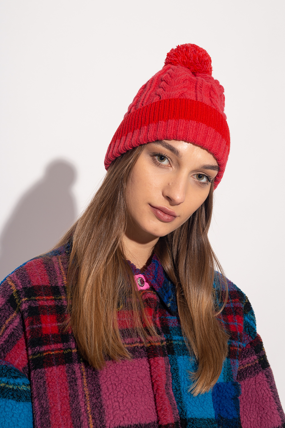 Red Wool beanie with pom-pom Alexander McQueen - Vitkac GB