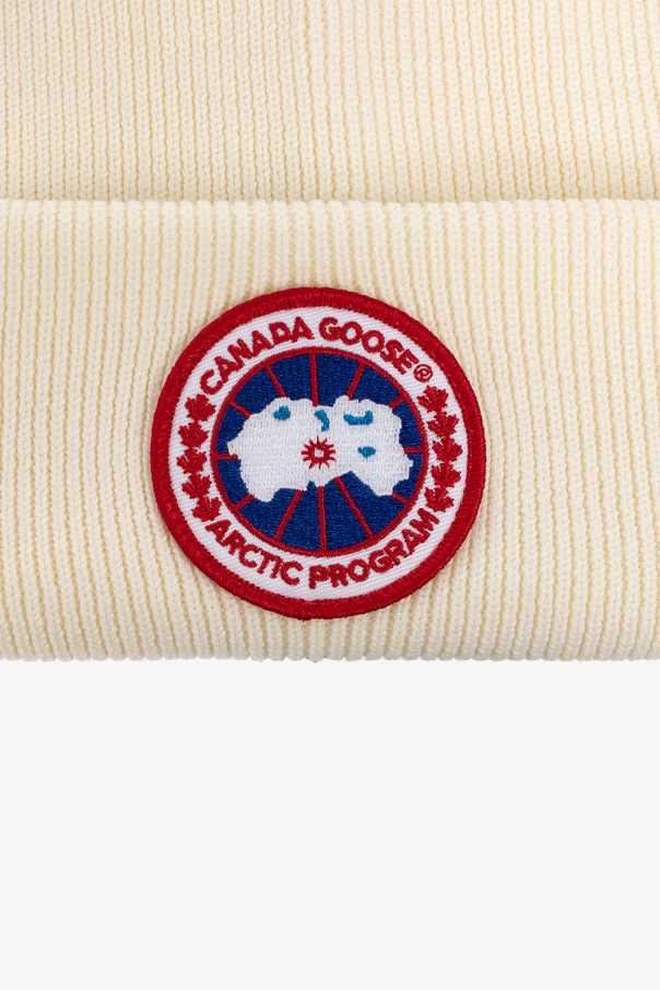 Canada Goose heart-patch romper and hat set