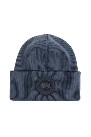 Wool beanie with logo patch