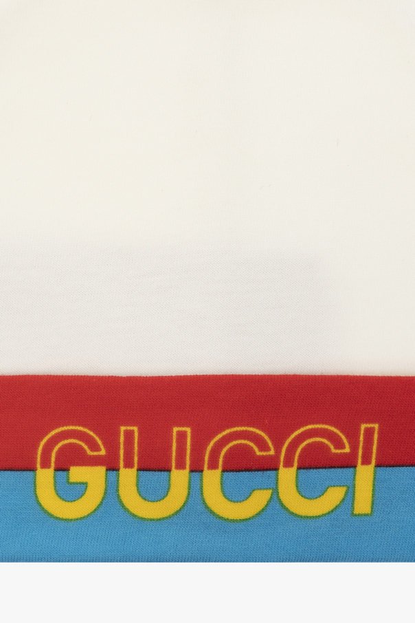 Gucci Blau Kids Cotton beanie with logo