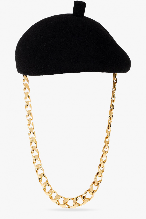 Gucci Felt beret with chain