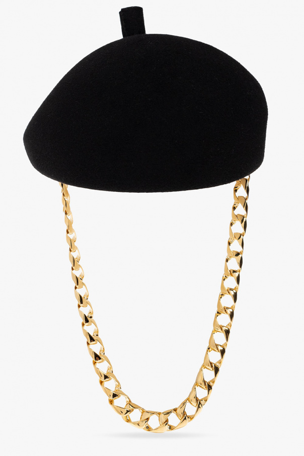 Gucci Felt beret with chain