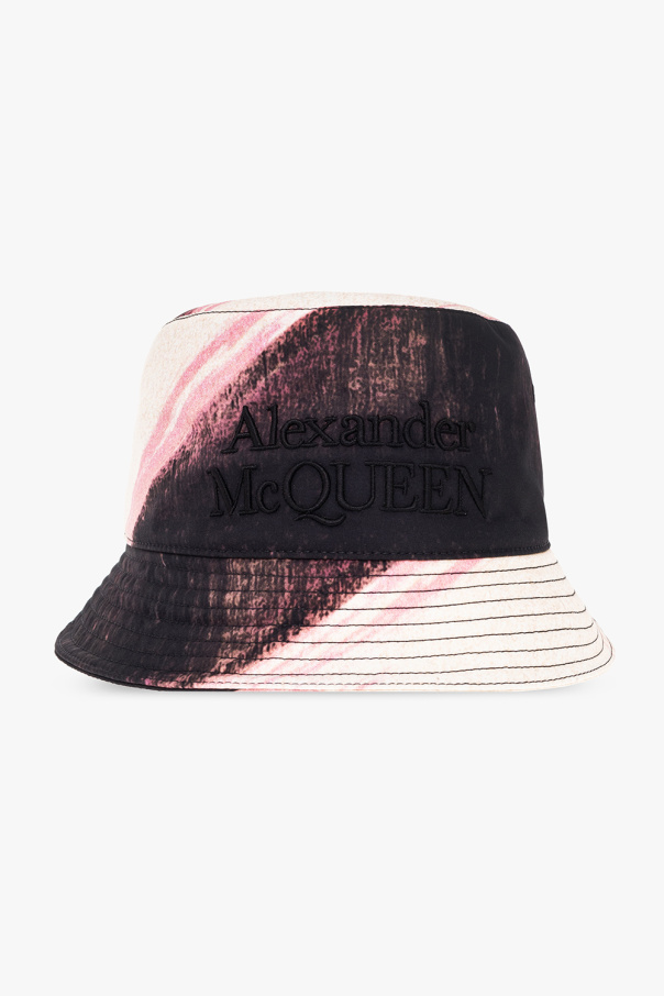 Alexander McQueen Bucket silver hat with logo