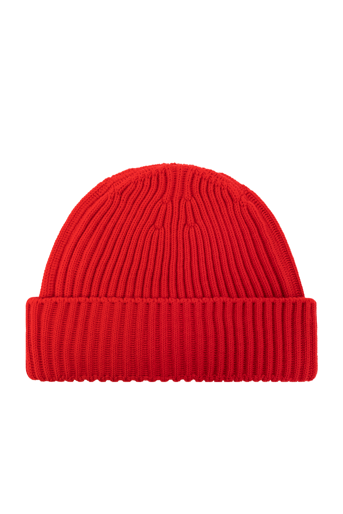 Red Cotton Ribbed Hat With Logo Man Wool beanie