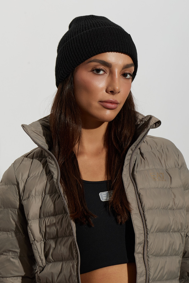 EA7 Emporio Armani Beanie with "EA7 EMPORIO ARMANI" Logo Patch