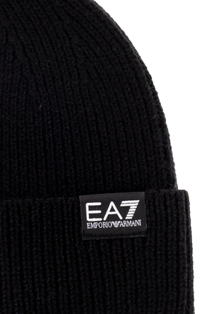 EA7 Emporio Armani Beanie with "EA7 EMPORIO ARMANI" Logo Patch