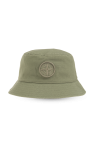 Green wool hat from featuring turn-up hem and black logo embroidery