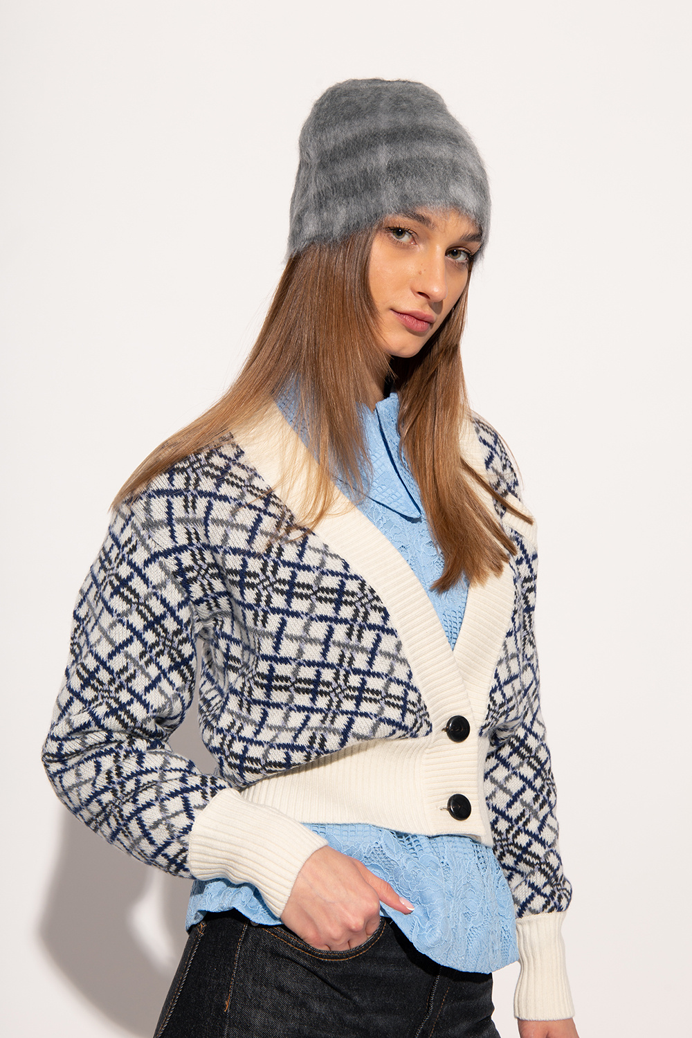 Burberry check-print panelled hoodie - IetpShops Mayotte - Mohair beanie  Burberry