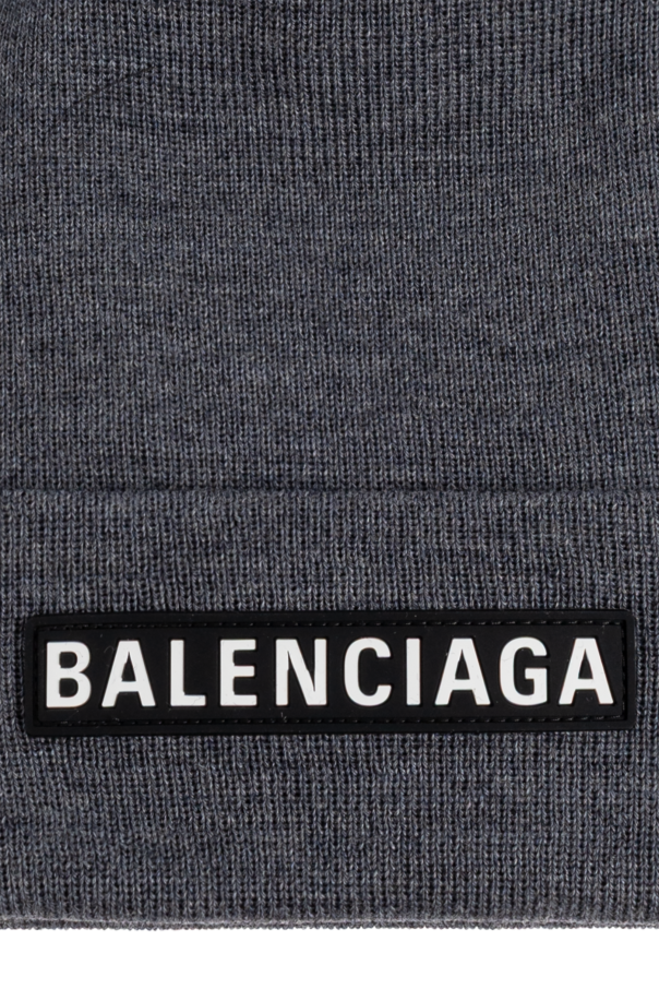 Balenciaga Wollmütze mit Logo-Patch