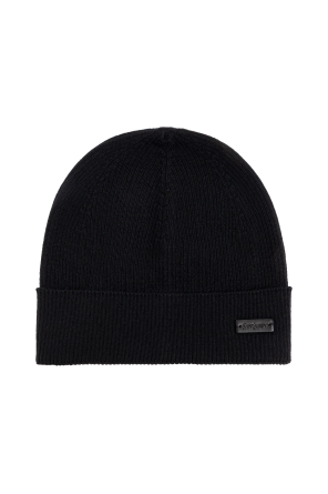 Wool beanie with logo patch