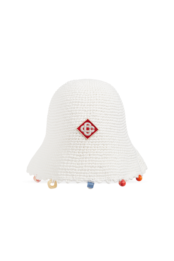 Crocheted hat with colorful appliqués od Casablanca