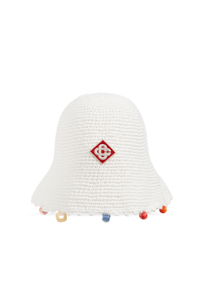 Crocheted hat with colorful appliqués