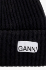 Ganni BLACK Beanie with logo
