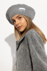 Ganni GREY Beret with logo