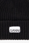 Ganni BLACK Beanie with logo
