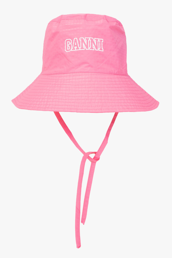 Ganni Bucket cap-sleeve hat with logo