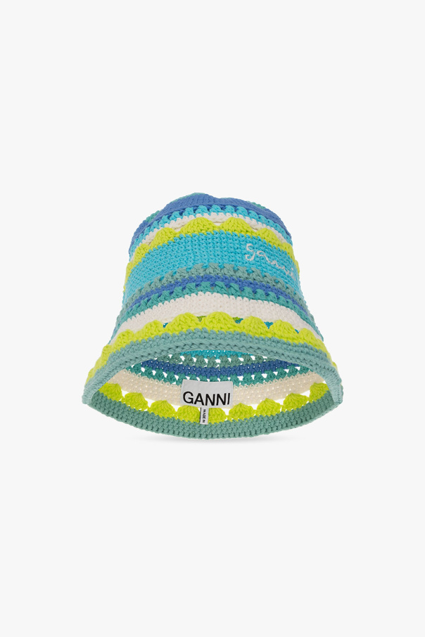Ganni Fay Kids embroidered-logo pompom hat