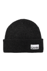 Ganni GREY Beanie with logo