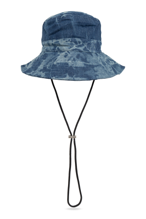 Denim hat with drawstrings