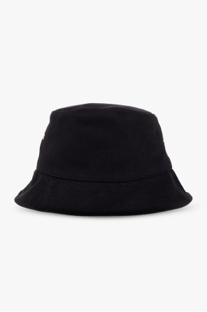 Balmain Czarny Cable Patch hat with cable knit and pompom