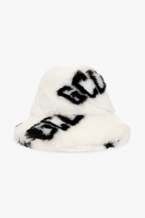 GCDS Faux fur bucket hat