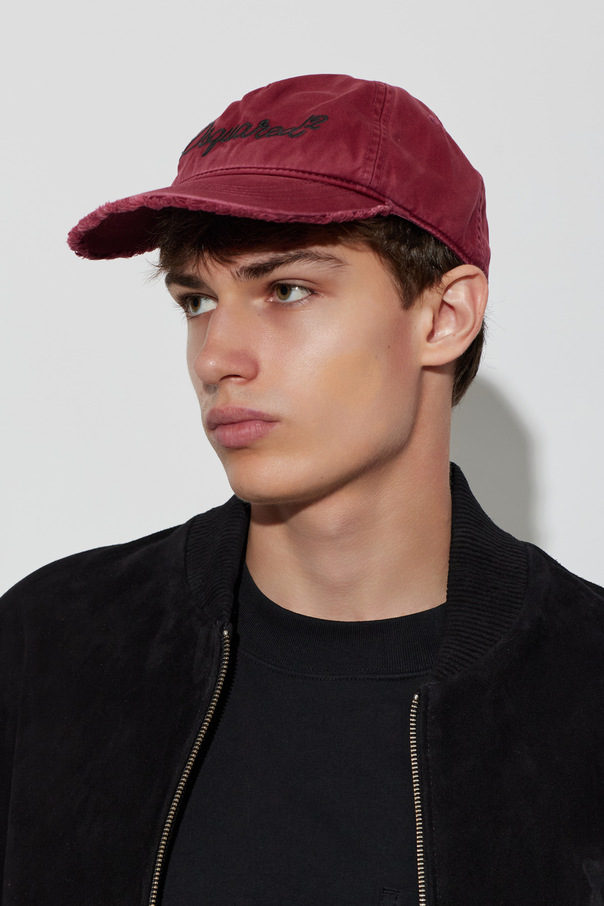Dsquared2 Șapcă cu cozoroc Dsquared2 bordo cu broderie „Dsquared2” și „Canadian Brotherhood”, din bumbac premium