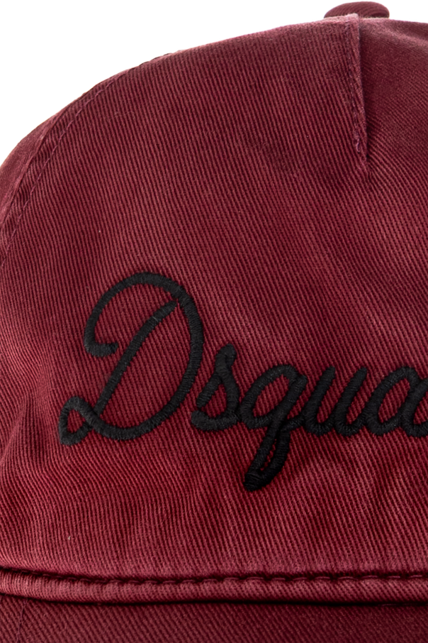 Dsquared2 Șapcă cu cozoroc Dsquared2 bordo cu broderie „Dsquared2” și „Canadian Brotherhood”, din bumbac premium