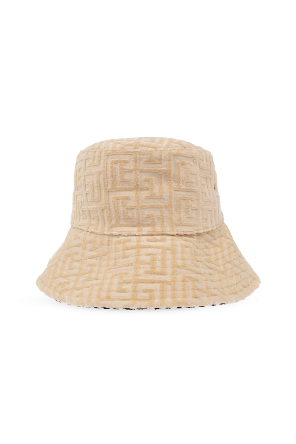 Gucci GG Monogran Pattern Reversible Bucket Hat Brown w/ Tie Size M