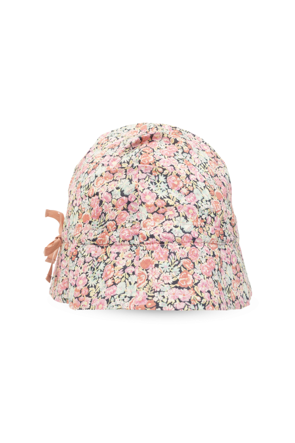 Bonpoint  ‘Grigri’ bucket Tan hat with floral motif