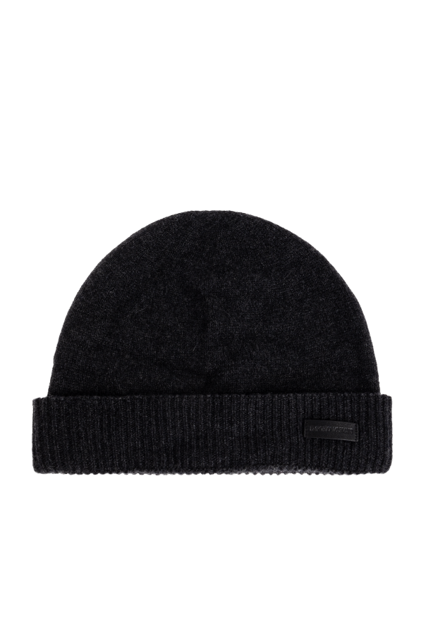 Cashmere beanie with logo patch od Emporio Armani