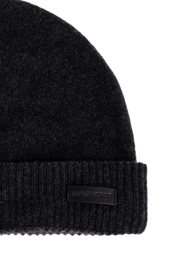 Emporio Armani Cashmere beanie with logo patch