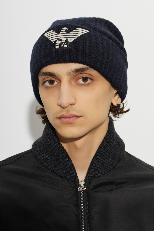 Emporio Armani Wool beanie with embroidered logo