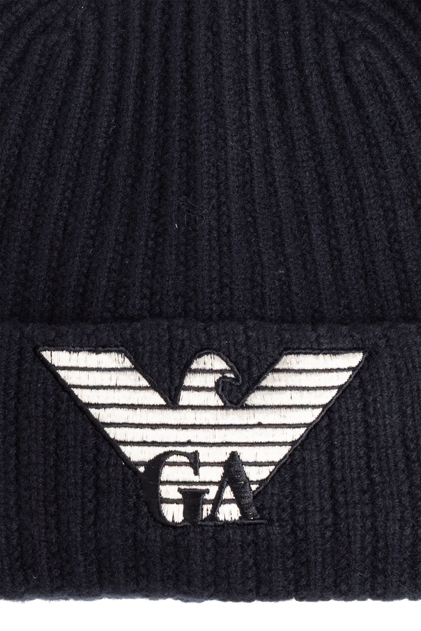 Emporio Armani Wool beanie with embroidered logo