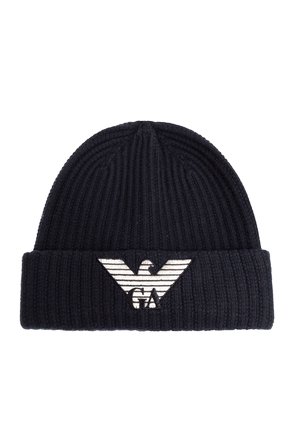 Wool beanie with embroidered logo