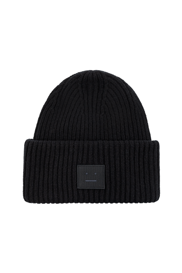 Acne Studios Rib-knit hat with logo