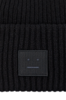 Acne Studios BLACK Rib-knit hat with logo