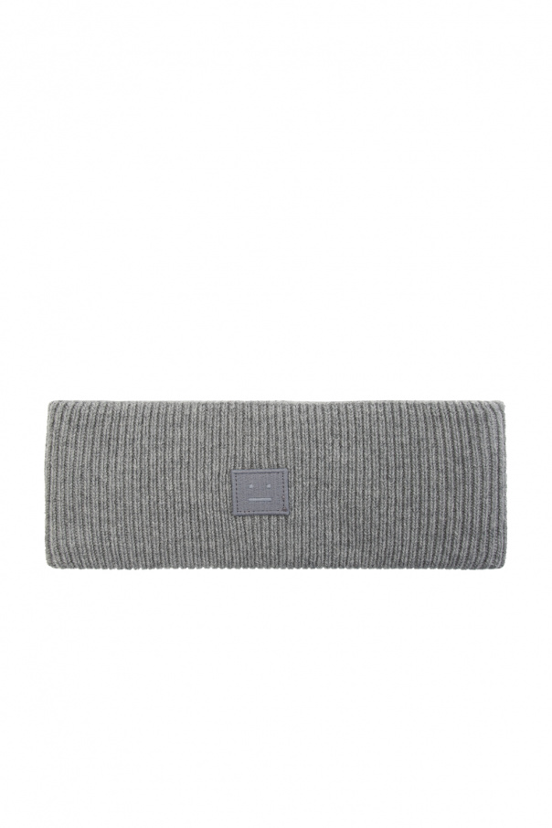 Acne Studios logo-patch knit hat Nude