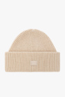 Acne Studios cream Beanie with logo