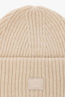 Acne Studios cream Beanie with logo
