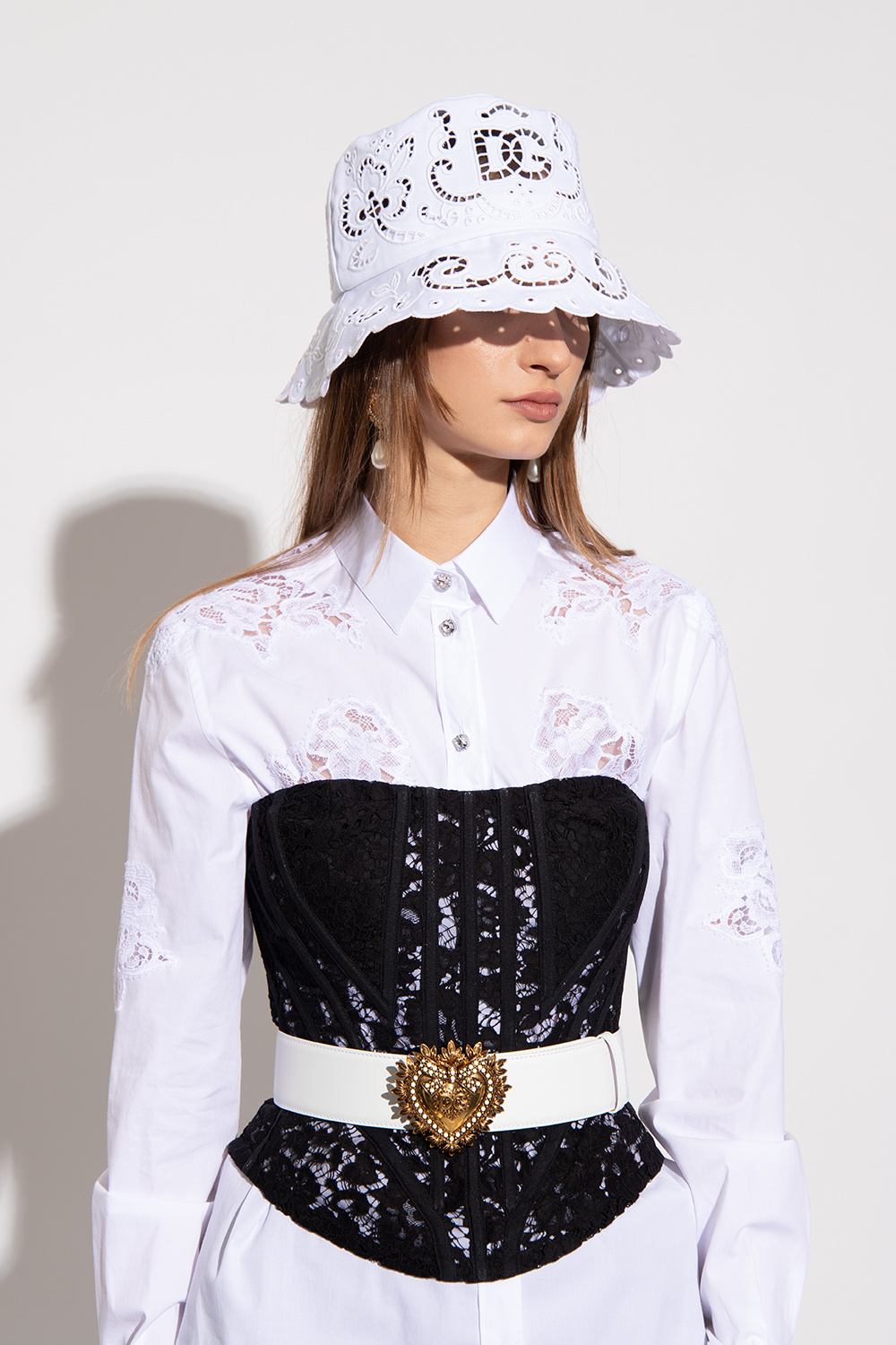 Mix Monogram Jacquard Cap Bucket hat with floral cut-outs