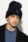 Fendi NAVY BLUE Wool hat with logo patch