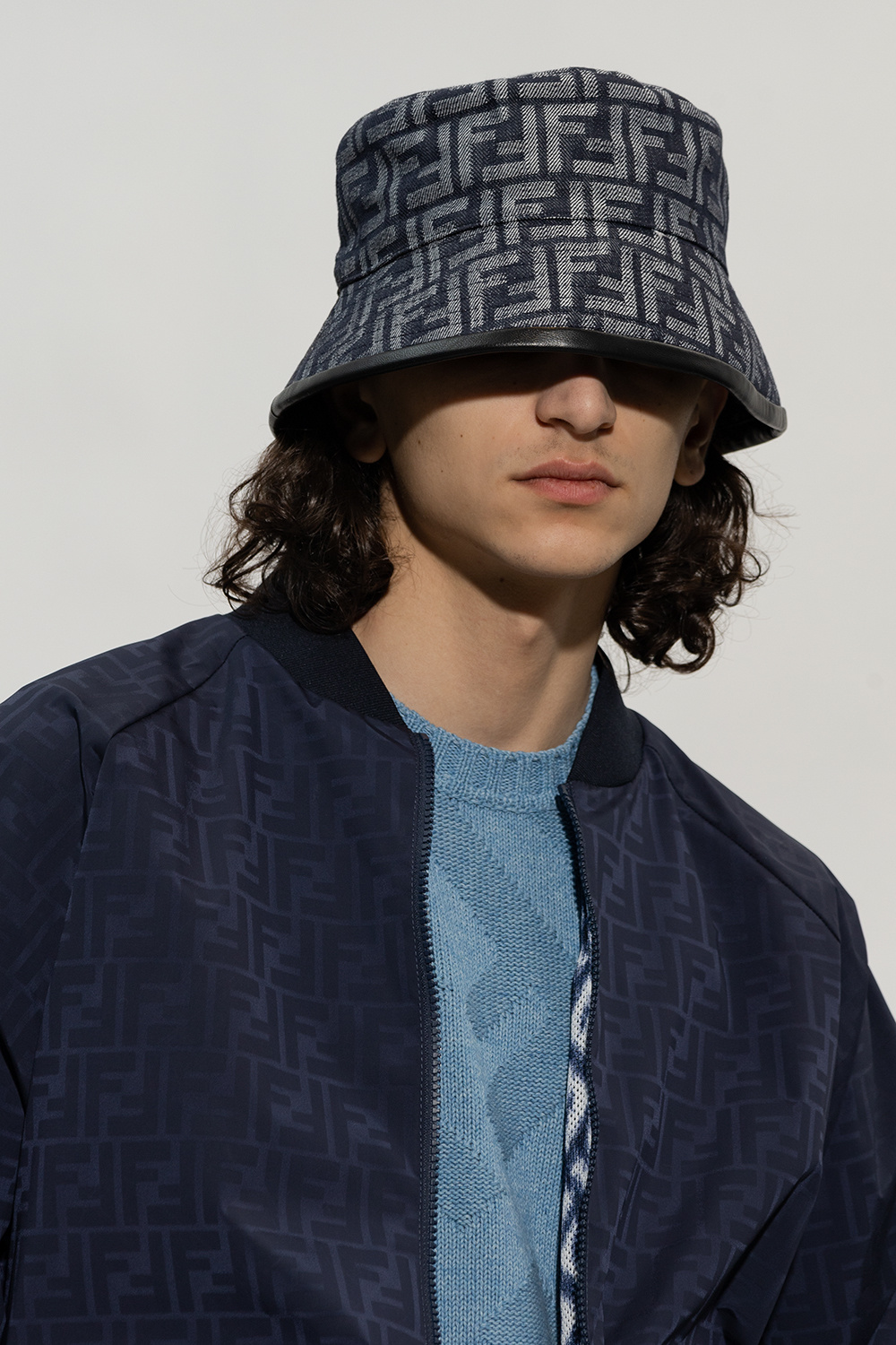 Fendi Denim bucket hat with monogram