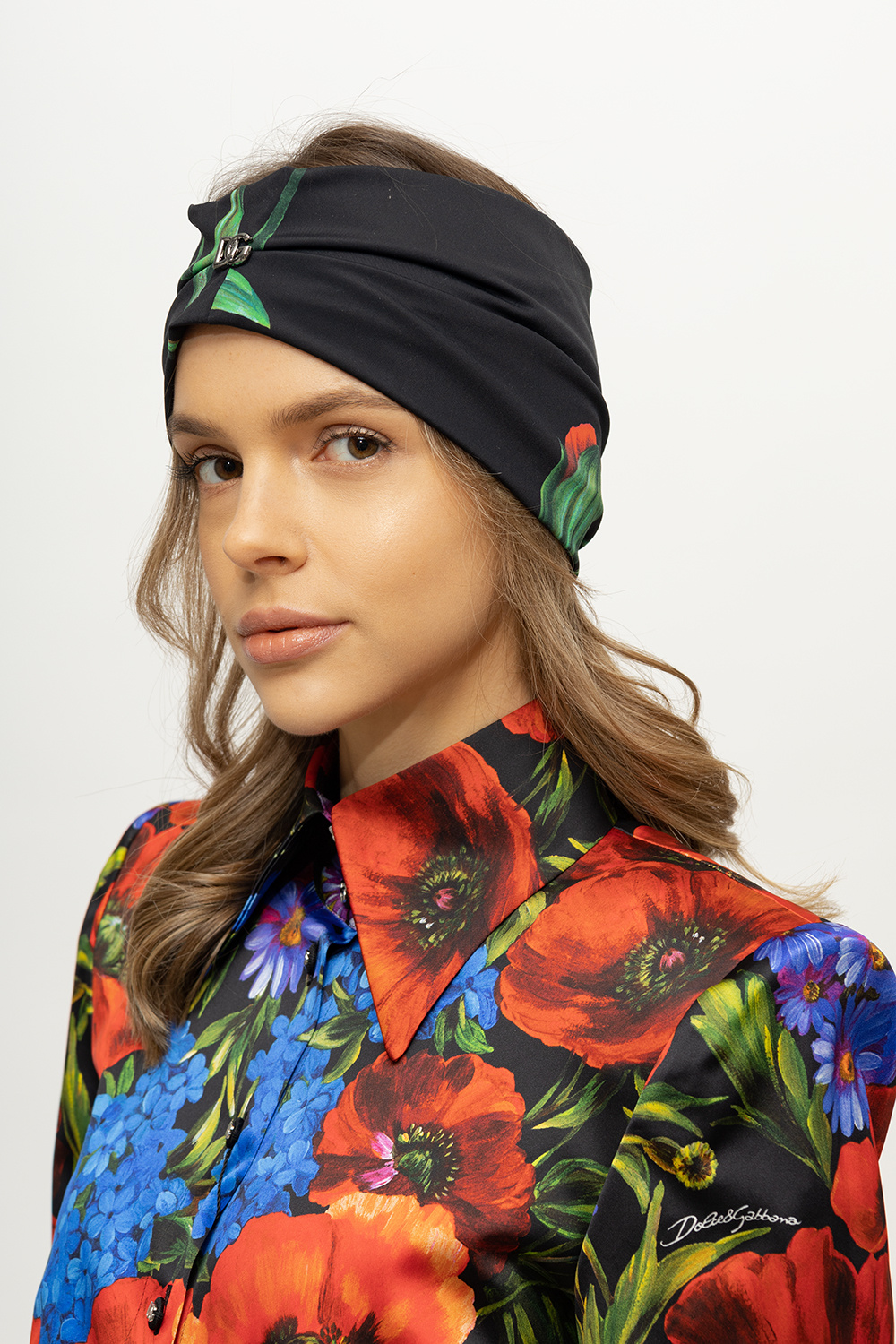 dolce gabbana graffitti logo hoodie item Floral headband