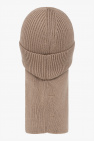 Y-3 Yohji Yamamoto beige Wool balaclava with logo