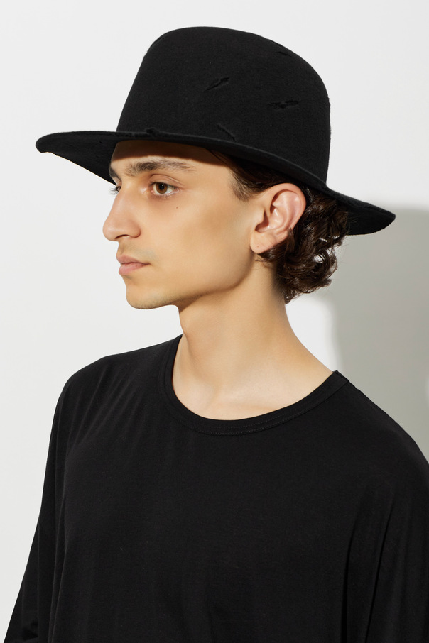 Yohji Yamamoto Pălărie de lână cu efect vintage